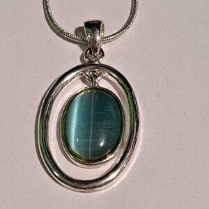 blue aqua pendant silver color necklace